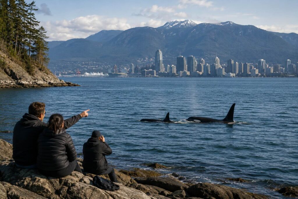 whale watching vancouver orca killer whale near the shore