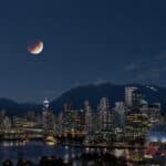 lunar eclipse Vancouver 2026 over a historic building